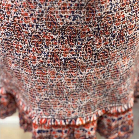Veronica Beard Floral Paisley Cox Mini Dress Red Blue Medium Smocked V-Neck.NWT. - Picture 7 of 10